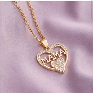 Gold stainless steel copper Heart 'Mama' Pendant Necklace